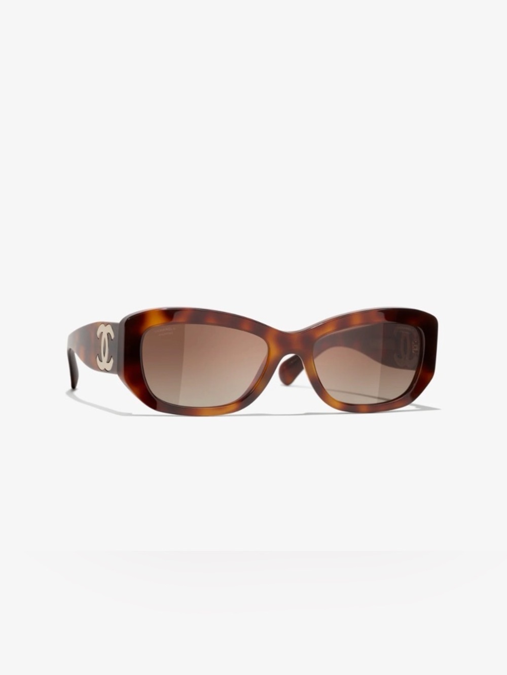 CHANEL Tortoiseshell Cat-Eye Sunglasses with Brown Gradient Lenses